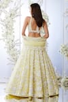 Shop_Seema Gujral_Yellow Net Embroidered Geometric Sweetheart Floral Bridal Lehenga Set  _at_Aza_Fashions