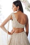 Buy_Seema Gujral_Beige Organza Embellished Sequins One Lehenga And Draped Blouse Set _Online_at_Aza_Fashions