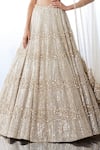 Shop_Seema Gujral_Beige Organza Embellished Sequins One Lehenga And Draped Blouse Set _Online_at_Aza_Fashions