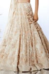 Buy_Seema Gujral_Beige Organza Embroidered Sequin Plunge V Floral Bridal Lehenga Set  _Online_at_Aza_Fashions