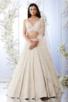 Buy_Seema Gujral_White Net Embroidered Geometric Sweetheart Neck Bridal Lehenga Set  _at_Aza_Fashions