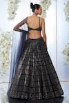 Shop_Seema Gujral_Black Silk Embroidered Brick Sweetheart Neck Lehenga Set  _at_Aza_Fashions