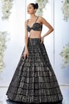 Buy_Seema Gujral_Black Silk Embroidered Brick Sweetheart Neck Lehenga Set  _Online_at_Aza_Fashions