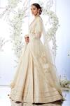 Seema Gujral_White Tissue Raw Silk Gota Patti Work Lehenga Set_Online_at_Aza_Fashions
