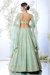 Shop_Seema Gujral_Green Tissue Raw Silk Gota Patti Work Lehenga Set_at_Aza_Fashions