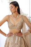 Buy_Seema Gujral_Beige Net Sequins Embroidered Lehenga Set_Online_at_Aza_Fashions