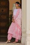 Shop_Bairaas_Pink Cotton Printed Floral Round Kurta Palazzo Set For Women_Online_at_Aza_Fashions