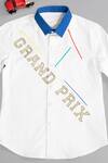 Partykles_White Embroidered Typographic Shirt For Boys_Online_at_Aza_Fashions