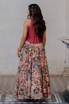 Shop_Nikita Vishakha_Red Silk Printed Lehenga And Top Set_at_Aza_Fashions