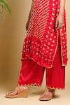 Shop Dyelogue Red Gajji Silk Bandhani Pant at Aza Fashions Shop_Dyelogue_Red Gajji Silk Bandhani Pant _at_Aza_Fashions