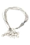 Neeta Boochra_Silver Plated Snake Chain Bead Bracelet_Online_at_Aza_Fashions