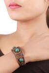 Shop_Sangeeta Boochra_Silver Plated Stone, Metal Kada_at_Aza_Fashions