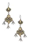 Shop_Sangeeta Boochra_Gold Plated Metallic Thread Handcrafted Danglers _at_Aza_Fashions