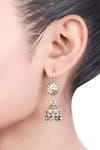 Buy_Sangeeta Boochra_Silver Plated Carved Jhumkas _at_Aza_Fashions