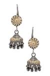 Shop_Sangeeta Boochra_Silver Plated Carved Jhumkas _at_Aza_Fashions
