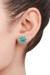 Shop_Sangeeta Boochra_Silver Plated Stones Floral Studs _at_Aza_Fashions