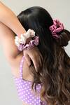 Hair Drama CO_Purple Lavender Blush Satin Scrunchies Set Of 3_Online_at_Aza_Fashions