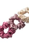Hair Drama CO_Purple Lavender Blush Satin Scrunchies Set Of 3_at_Aza_Fashions