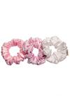 Hair Drama CO_White Printed Flamingo Satin Scrunchies Set Of 3_Online_at_Aza_Fashions