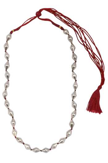 Shop_Sangeeta Boochra_Silver Plated Handcrafted Bead Necklace _at_Aza_Fashions