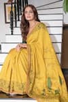 Buy_Archana Jaju_Yellow Silk Saree _Online_at_Aza_Fashions