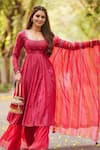 Shop_Paulmi and Harsh_Pink Anarkali And Pant Cotton Silk Dupatta Organza Kalidar Set _Online_at_Aza_Fashions