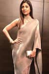 Buy_Kiran Uttam Ghosh_Gold Zari High Neck Collar Pre-draped Saree With Blouse _Online_at_Aza_Fashions