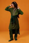 Wabi Sabi By Anshum-Ritesh_Green Chanderi Mirrors Scrolls Aari Embroidered Kurta Set _Online_at_Aza_Fashions