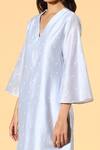 Meadow_Blue Silk Chanderi Tunic And Cotton Linen Pant Set_at_Aza_Fashions