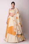 Buy_Shwetanga_White Organic And Gota Patti, Fringe, Sequin & Floral Lehenga Set _at_Aza_Fashions