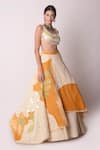 Shwetanga_White Organic And Gota Patti, Fringe, Sequin & Floral Lehenga Set _Online_at_Aza_Fashions