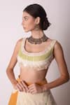 Shwetanga_White Organic And Gota Patti, Fringe, Sequin & Floral Lehenga Set _at_Aza_Fashions