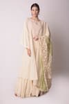 Buy_Shwetanga_White Organic And Gota Patti & Floral Lace Round Kurta Sharara Set _at_Aza_Fashions