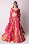 Buy_Shwetanga_Pink Ggt And Chanderi Gota Patti & Beads Sweetheart Neck Lehenga Set _at_Aza_Fashions