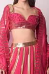 Shwetanga_Pink Ggt And Chanderi Gota Patti & Beads Sweetheart Neck Lehenga Set _at_Aza_Fashions