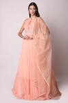 Buy_Shwetanga_Peach Ggt And Organza Gota Patti, Cutdana & Beads Halter Anarkali With Dupatta _Online_at_Aza_Fashions