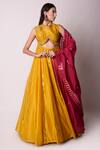 Buy_Shwetanga_Yellow Chanderi Gota Patti, Cutdana And Beads Round Anarkali With Dupatta _at_Aza_Fashions