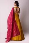 Shop_Shwetanga_Yellow Chanderi Gota Patti, Cutdana And Beads Round Anarkali With Dupatta _at_Aza_Fashions