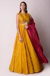 Shwetanga_Yellow Chanderi Gota Patti, Cutdana And Beads Round Anarkali With Dupatta _Online_at_Aza_Fashions