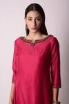 Shop_Shwetanga_Pink Ggt And Chanderi Gota Patti & Beads Notched Kurta Pant Set _Online_at_Aza_Fashions