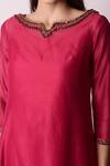 Shwetanga Pink Ggt And Chanderi Gota Patti & Beads Notched Kurta Pant Set at Aza Fashions Shwetanga_Pink Ggt And Chanderi Gota Patti & Beads Notched Kurta Pant Set _at_Aza_Fashions