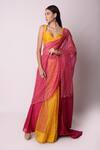 Buy_Shwetanga_Yellow Organza And Chanderi Embroidery Gota Patti & Pre-stitched Saree With Blouse _at_Aza_Fashions