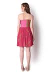 Shop_Shwetanga_Magenta Organza Embroidery Leaf Straight Tube Dress _at_Aza_Fashions