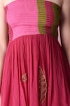 Buy_Shwetanga_Magenta Organza Embroidery Leaf Straight Tube Dress _Online_at_Aza_Fashions