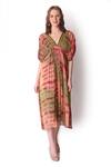 Buy_Shwetanga_Multi Color Georgette Tie Dye V Neck Dress _Online_at_Aza_Fashions