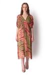 Shop_Shwetanga_Multi Color Georgette Tie Dye V Neck Dress _Online_at_Aza_Fashions