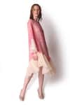Shwetanga_Pink Organza Tie Dye Boat Neck Dress _Online_at_Aza_Fashions