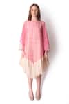 Shop_Shwetanga_Pink Organza Tie Dye Boat Neck Dress _Online_at_Aza_Fashions
