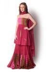 Buy_Shwetanga_Magenta Organza, Crepe Leaf Straight Embroidered Peplum Sharara Set _at_Aza_Fashions