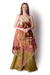 Buy_Shwetanga_Multi Color Tissue, Velvet Floral, Leaf Round Embroidered Tunic And Sharara Set _at_Aza_Fashions